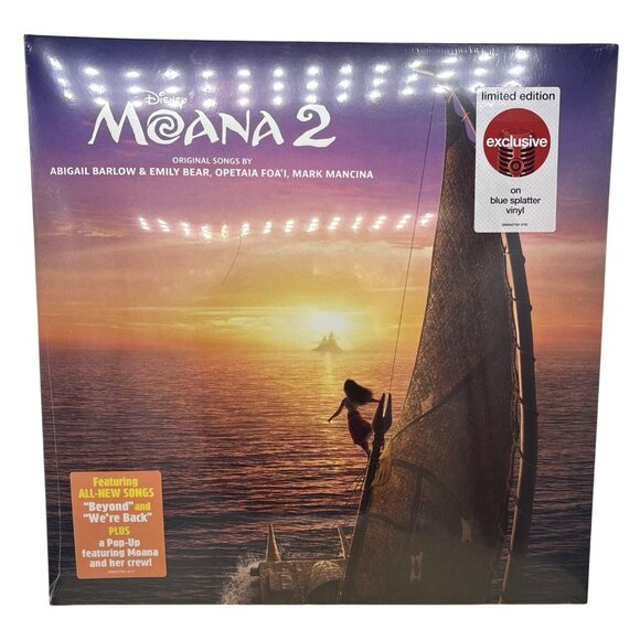 Disney Moana 2 Movie Soundtrack Collectors Exclusive Blue Splatter Vinyl LP NEW! - Picture 2 of 9